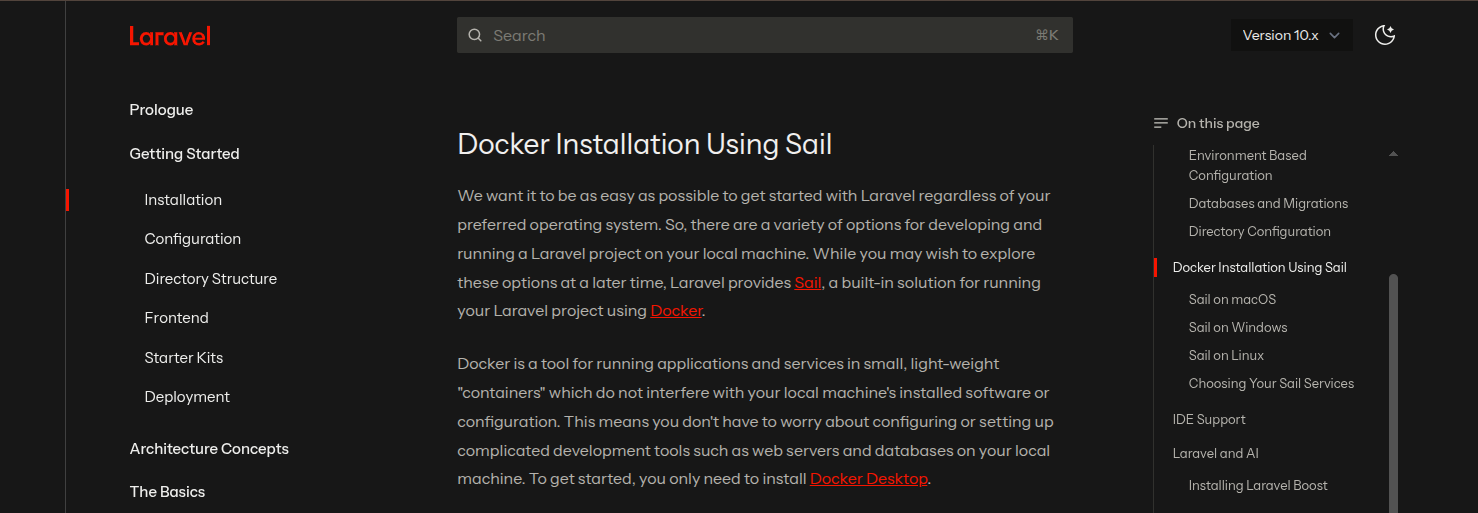 dokumentasi instalasi laravel sail di laravel v10